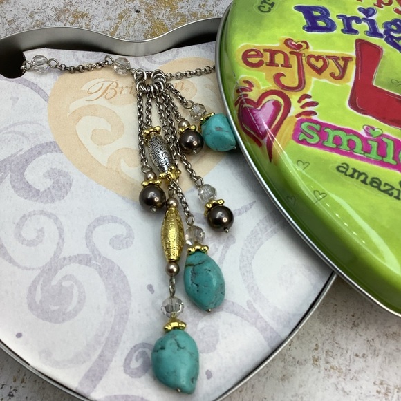 🎄🎄Brighton Turquoise  and Black Pearl Long Necklace with tin - Picture 2 of 7